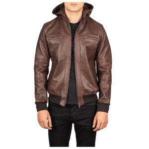 Dark-Brown-Hooded-Leather-Jacket Dark Brown Hooded Leather Jacket