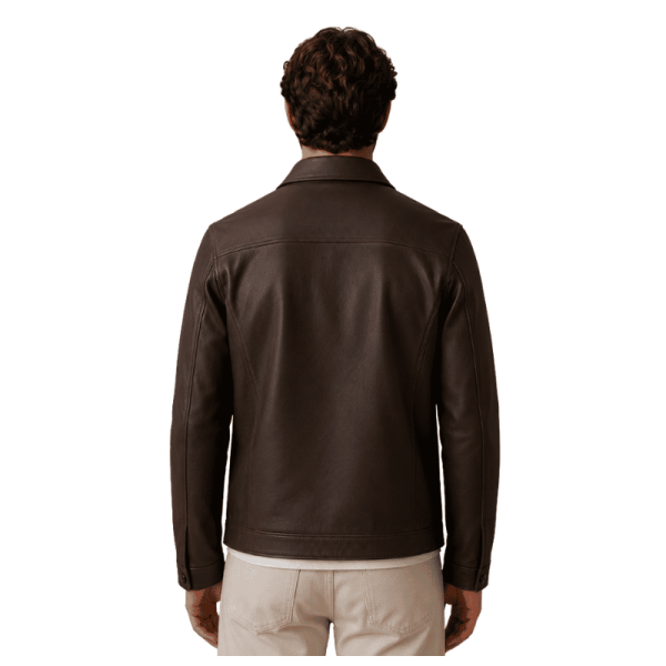 Dark-Brown-Leather-Bomber-Jacket-Back Dark Brown Leather Bomber Jacket Back