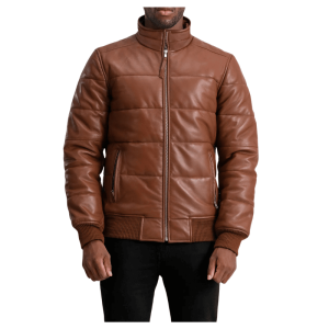 Dark-Brown-Leather-Puffer-Jacket Dark Brown Leather Puffer Jacket