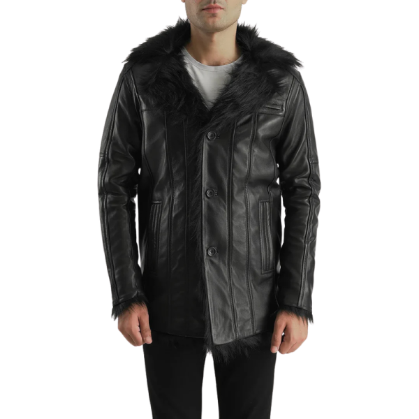 Faux Fur Black Leather Jacket