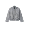 Gray Leather Bomber Jacket