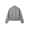 Gray Leather Bomber Jacket Back