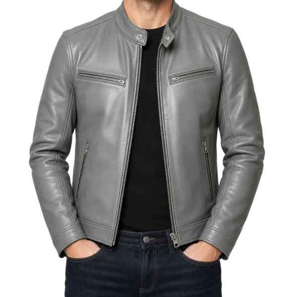 Gray Leather Jacket