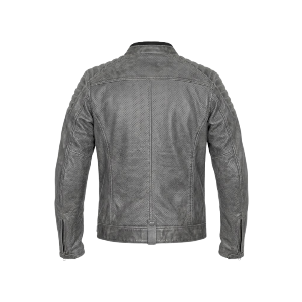 Gray Leather Jacket Mens Back