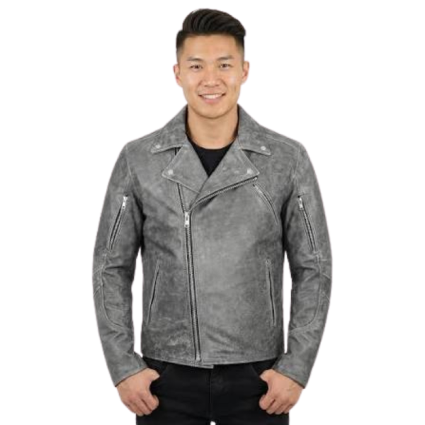 Gray-Leather-Motorcycle-Jacket Gray Leather Motorcycle Jacket