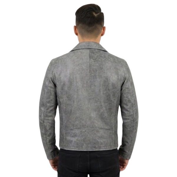 Gray-Leather-Motorcycle-Jacket-Back Gray Leather Motorcycle Jacket Back