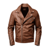 Leather Biker Jacket Brown Mens