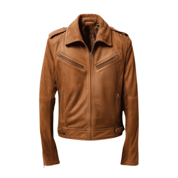 Leather Bomber Jacket Brown
