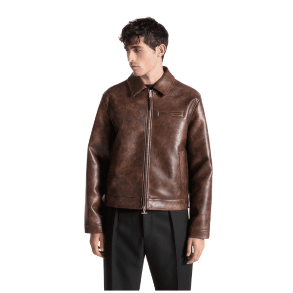 Leather-Dark-Brown-Jacket-Model Leather Dark Brown Jacket Model