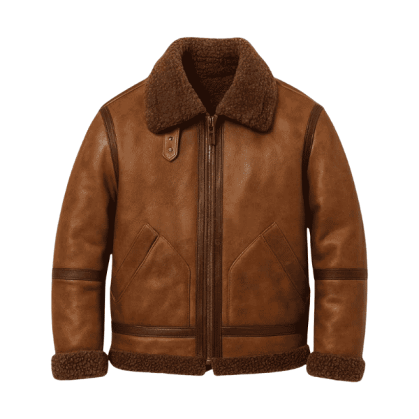 Leather-Flight-Jacket-Brown-With-Sherpa Leather Flight Jacket Brown With Sherpa