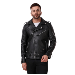 Leather Graphic Biker Jacket