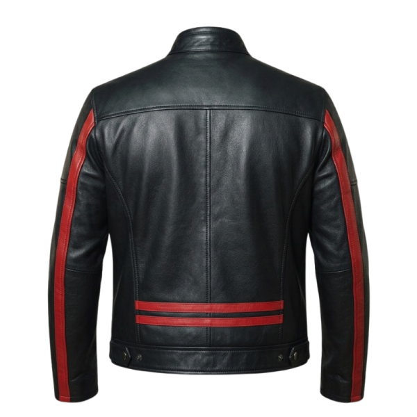 Leather Jacket Black and Red Back