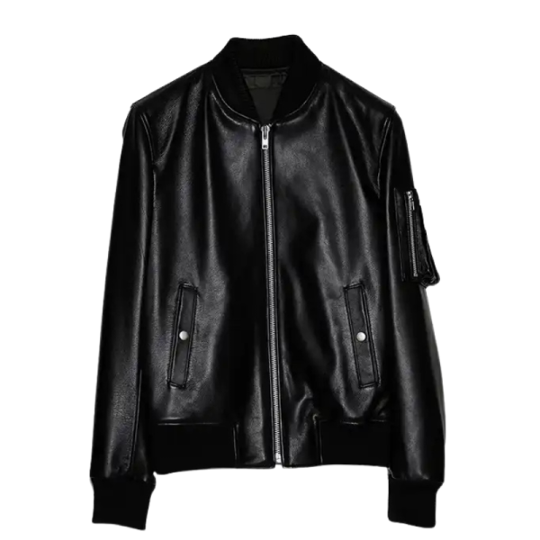 Leather Jacket Bomber Black