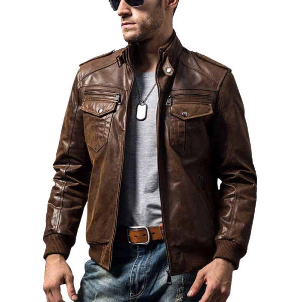 Leather Jacket Brown Bomber