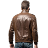Leather Jacket Brown Bomber Back