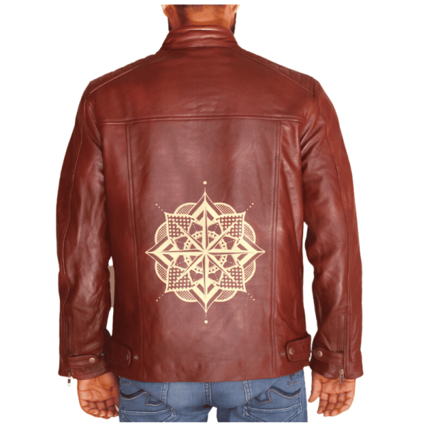 Leather Jacket Print Brown