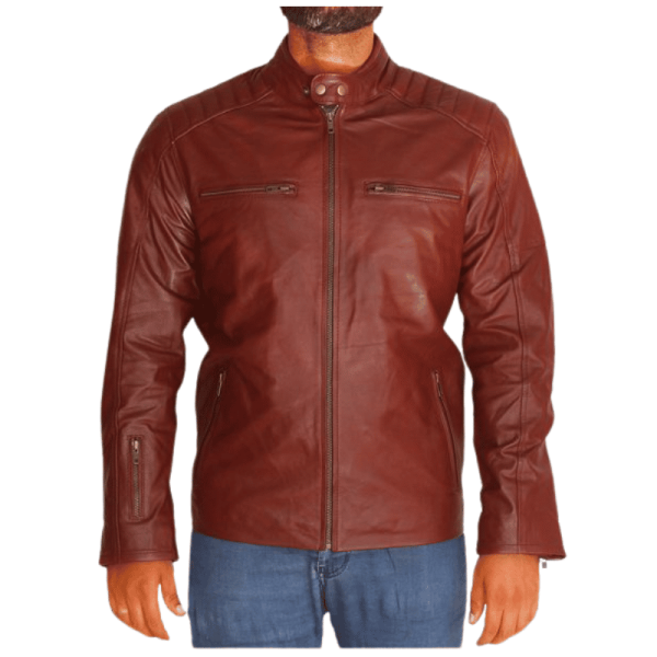 Leather Jacket Print Brown Back