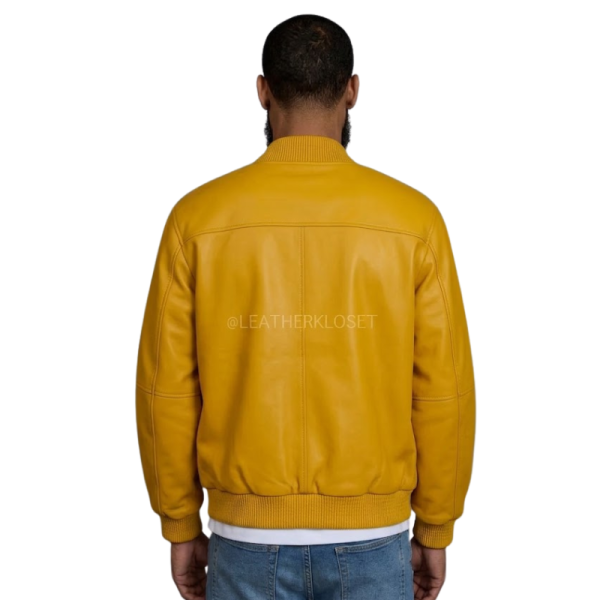 Leather Jacket Yellow Back