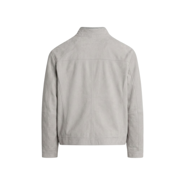 Light Gray Leather Jacket Back