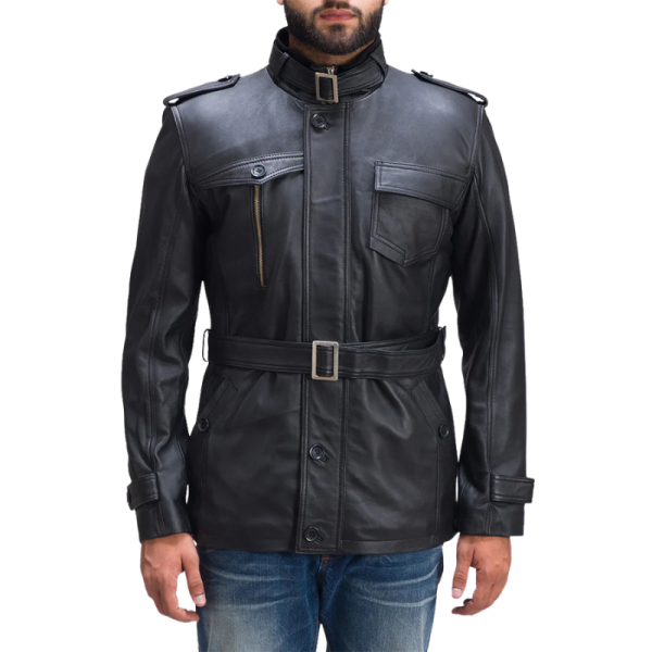 Man Black Leather Jacket