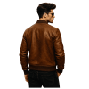 Mens Brown Leather Flight Jacket Back