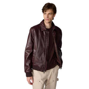 Men's Leather Bomber Jacket