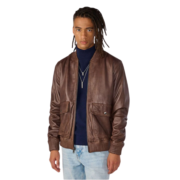 Mens Leather Bomber Jacket