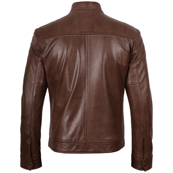 Mens-Leather-Jacket-Dark-Brown.-Back Mens Leather Jacket Dark Brown