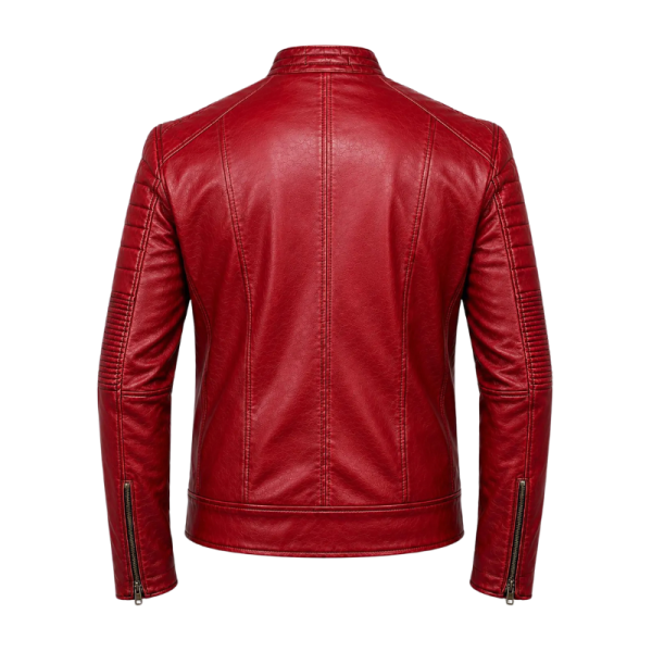 Men's Leather Jacket Red Back