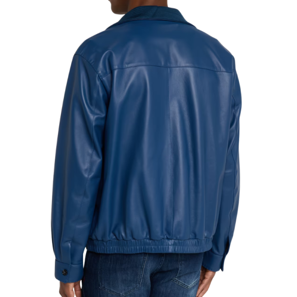 Mens Varsity Leather Jacket Back