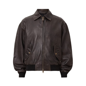 Oversized Leather Bomber Jacket