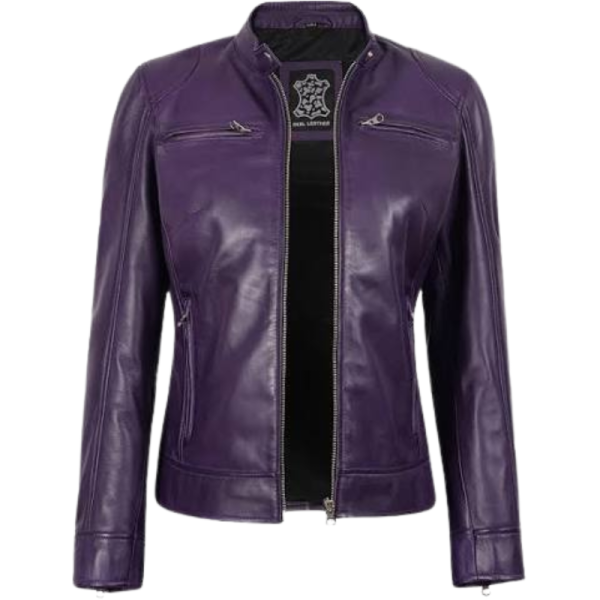 Purple Leather Moto Jacket