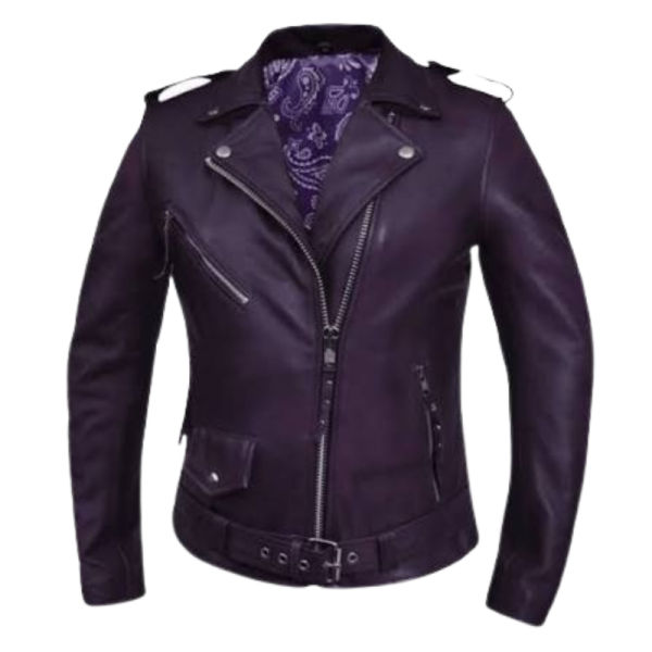 Purple Leather Motorcycle Jacket
