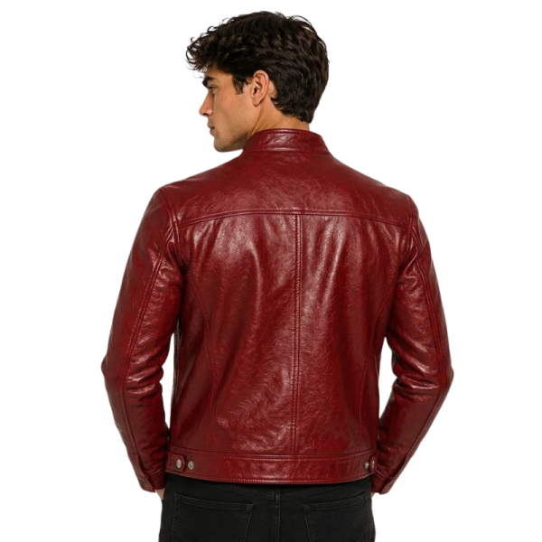 Red-Faux-Leather-Jacket-Back Red Faux Leather Jacket Back