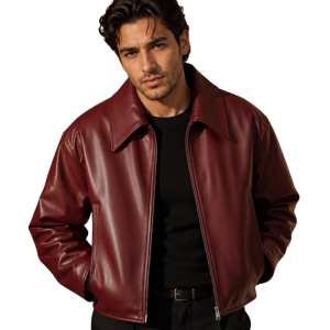 Red-Leather-Bomber-Jacket Red Leather Bomber Jacket