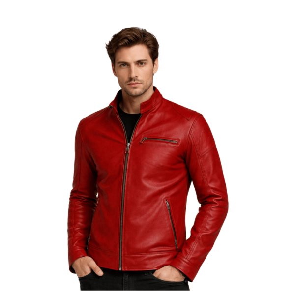 Red Leather Moto Jacket