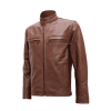 Stand-Collar-Mens-Brown-Faux-Leather-Jacket-5xl Stand Collar Mens Brown Faux Leather Jacket 5xl