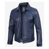 Leather Jacket Navy Blue