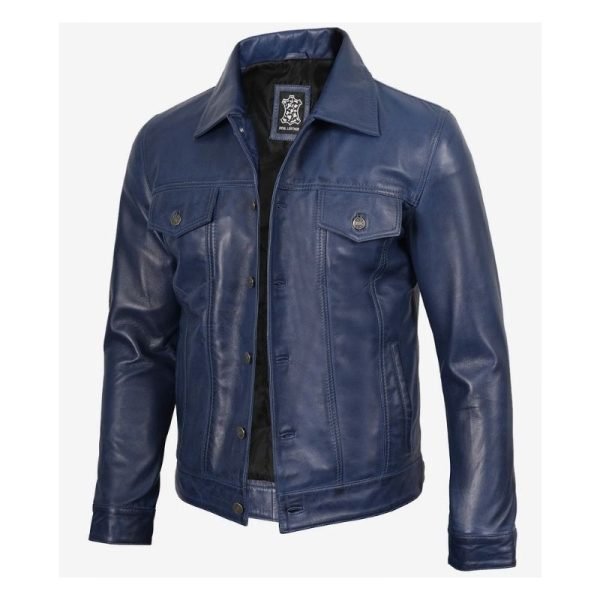 Leather Jacket Navy Blue