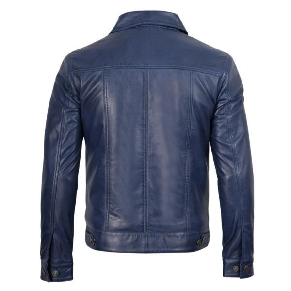 Leather Jacket Navy Blue