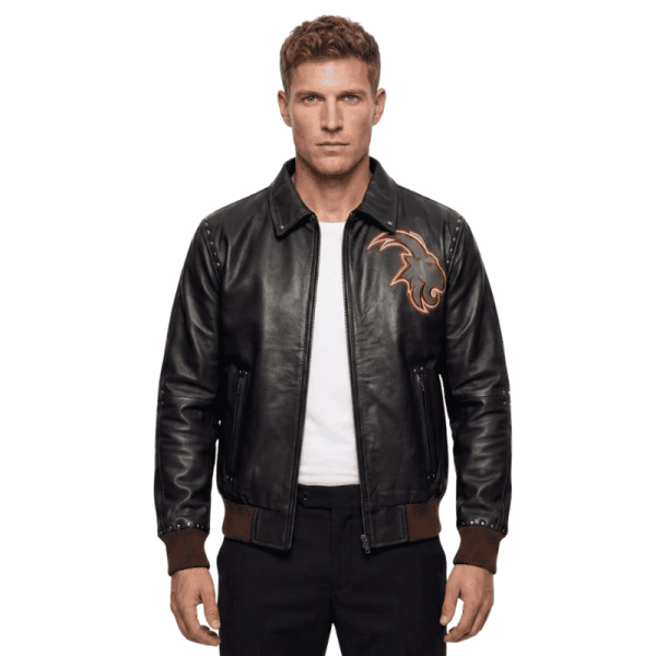 Leather Jacket With Embroidery Leather Jacket With Embroidery