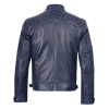 Blue Leather Biker Jacket Mens