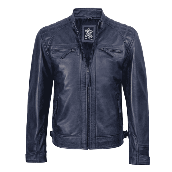 Blue Leather Biker Jacket Mens Blue Leather Biker Jacket Mens