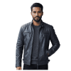 Blue Leather Biker Jacket Mens
