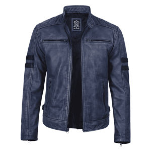 Navy Blue Leather Biker Jacket Navy Blue Leather Biker Jacket