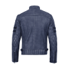 Navy Blue Leather Biker Jacket