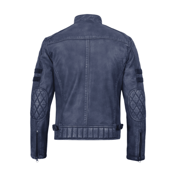 Navy Blue Leather Biker Jacket Navy Blue Leather Biker Jacket