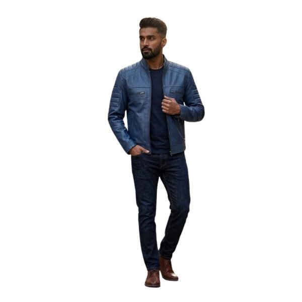 Blue Leather Jacket Mens