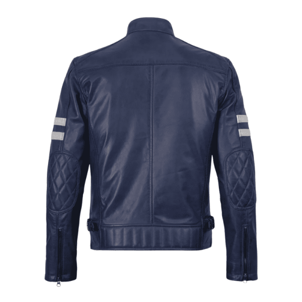 Navy Blue Leather Jacket