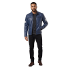 Navy Blue Leather Jacket